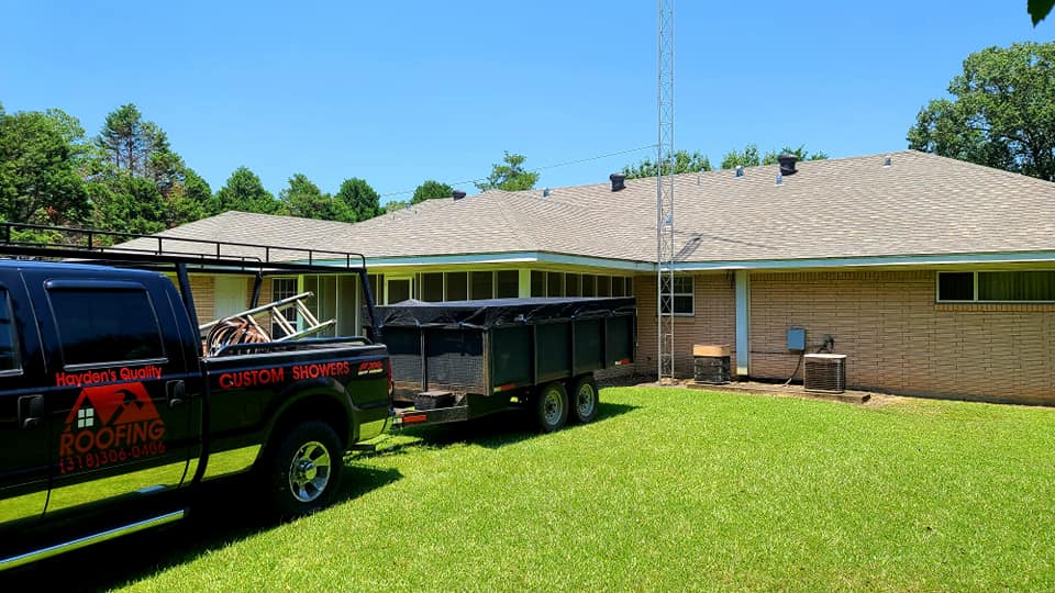 hayden's quality roofing truck on jobsite