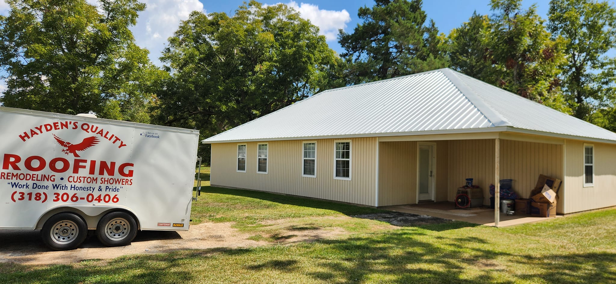 hayden's quality roofing truck at roofing jobsite