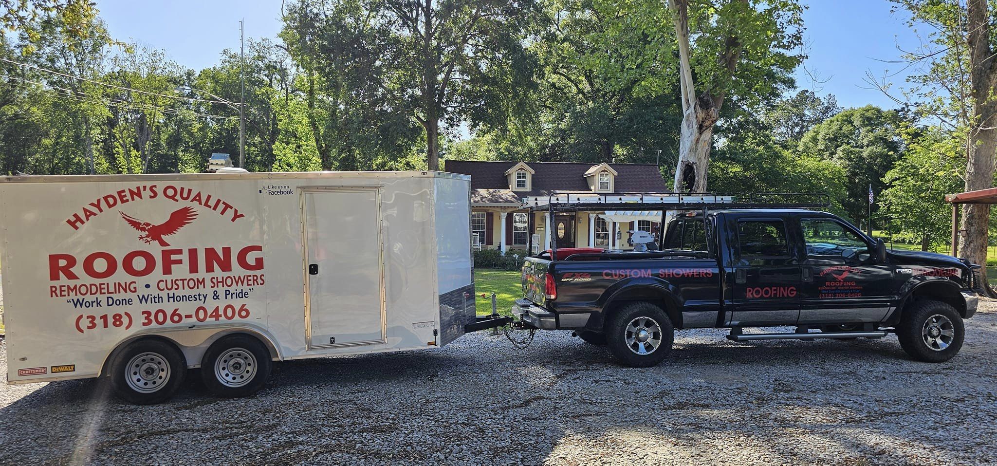 hayden's quality roofing truck and trailer