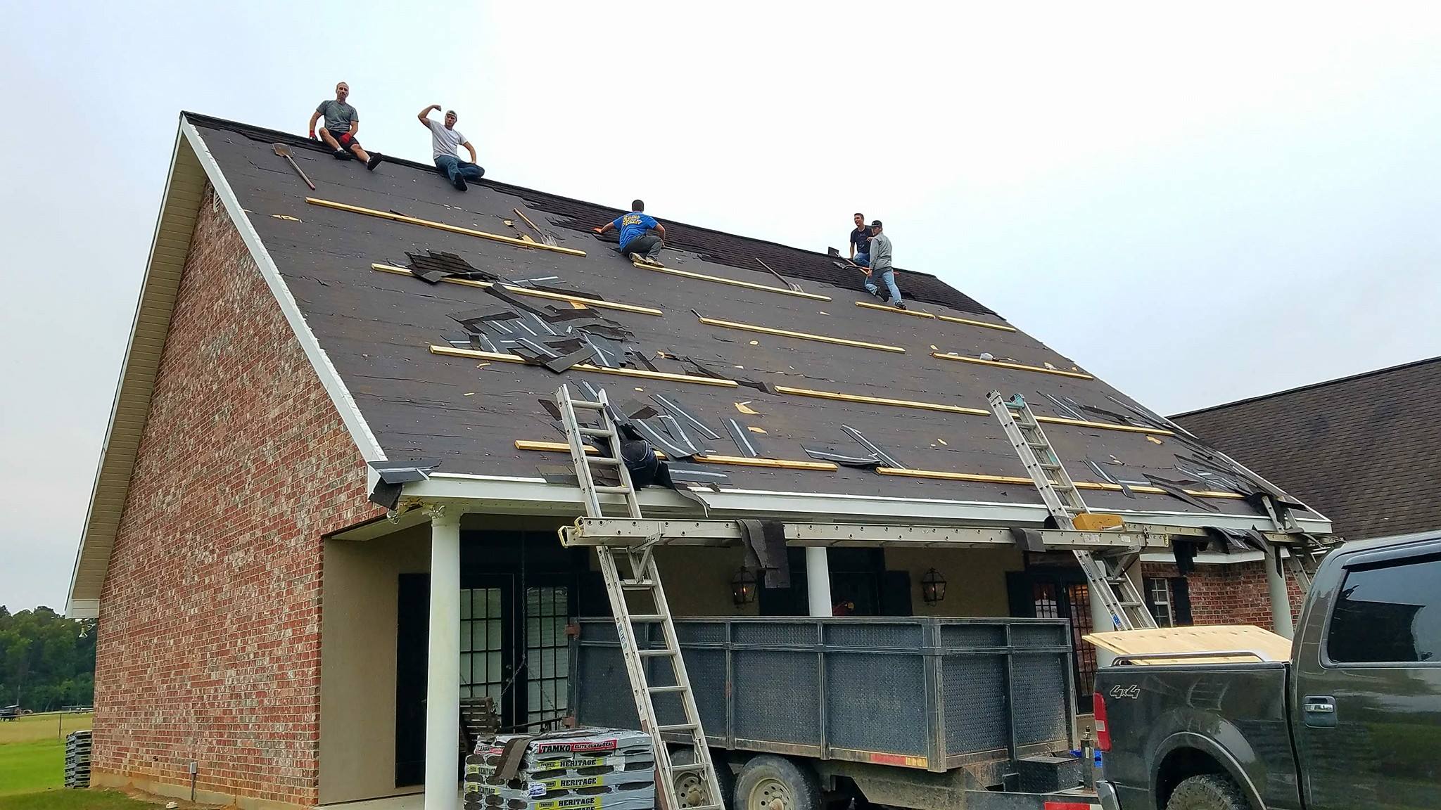 crew working on roof replacement