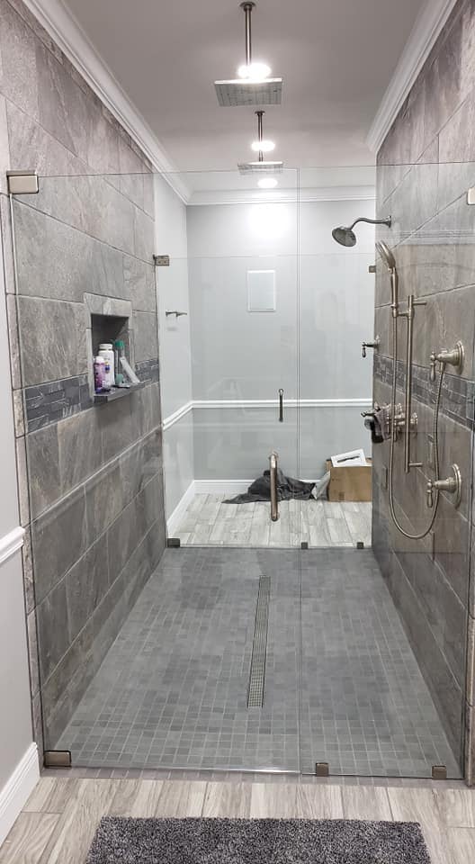 custom shower with glass door
