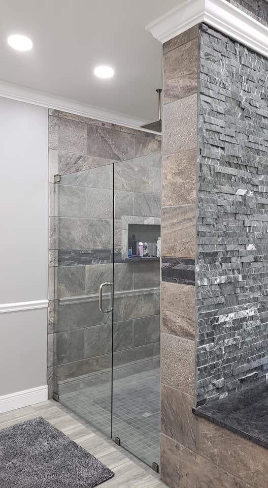 custom shower with glass doors